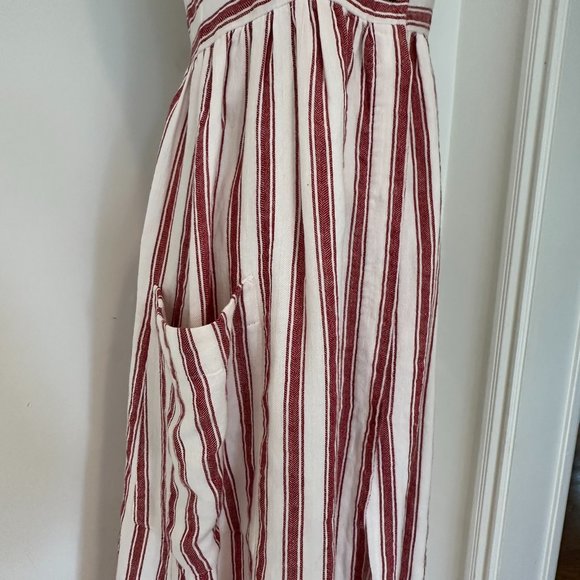 Three Graces London Red & White Vertical Striped Button Down Dress Women's US 2 - Picture 4 of 6